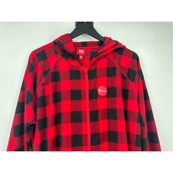 Macy’s Family PJ’s one piece women’s hooded black and red size XL - Picture 5 of 10